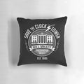 Retro-inspired Back to the Future "Save the Clock Tower" throw pillow