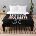 Mountain biking plush blanket with a bacon design