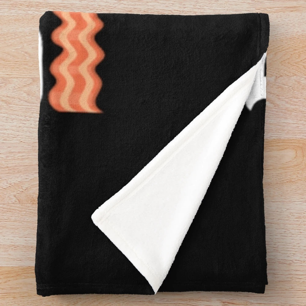 Mountain biking plush blanket with a bacon design