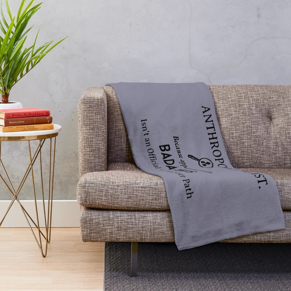 Plush Anthropologist Blanket with Bones and Skulls