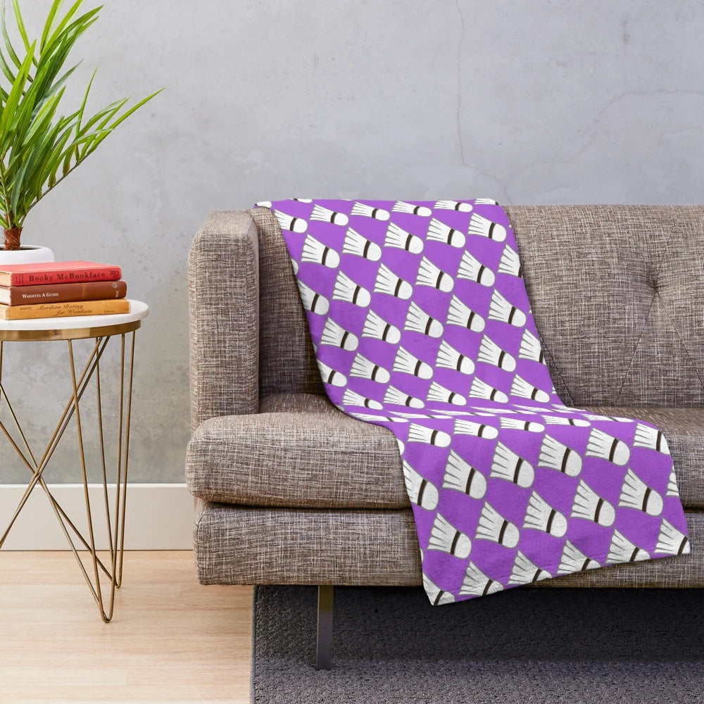 Badminton-themed plush blanket with a birdy graphic design