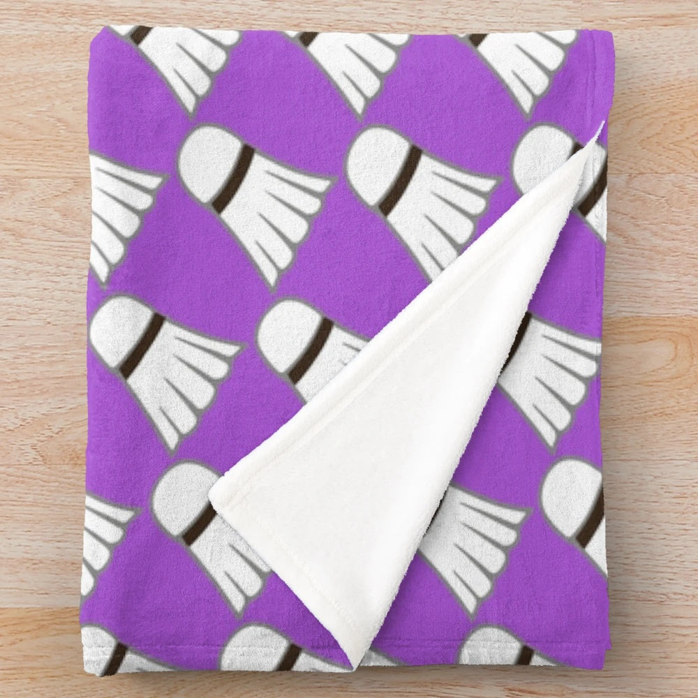 Badminton-themed plush blanket with a birdy graphic design