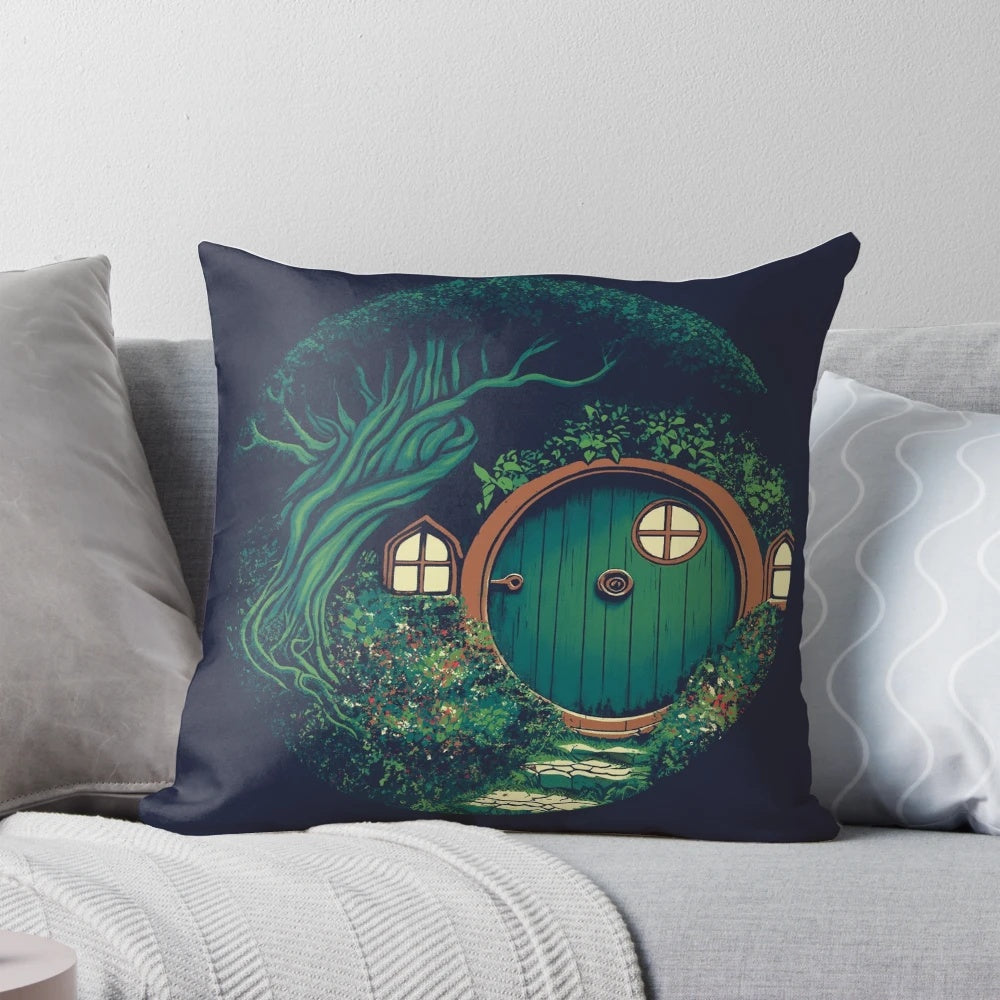 Bag End Pillow featuring iconic Lord of the Rings characters and locations