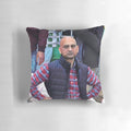Bald angry Indian cricket fan meme printed on a pillow