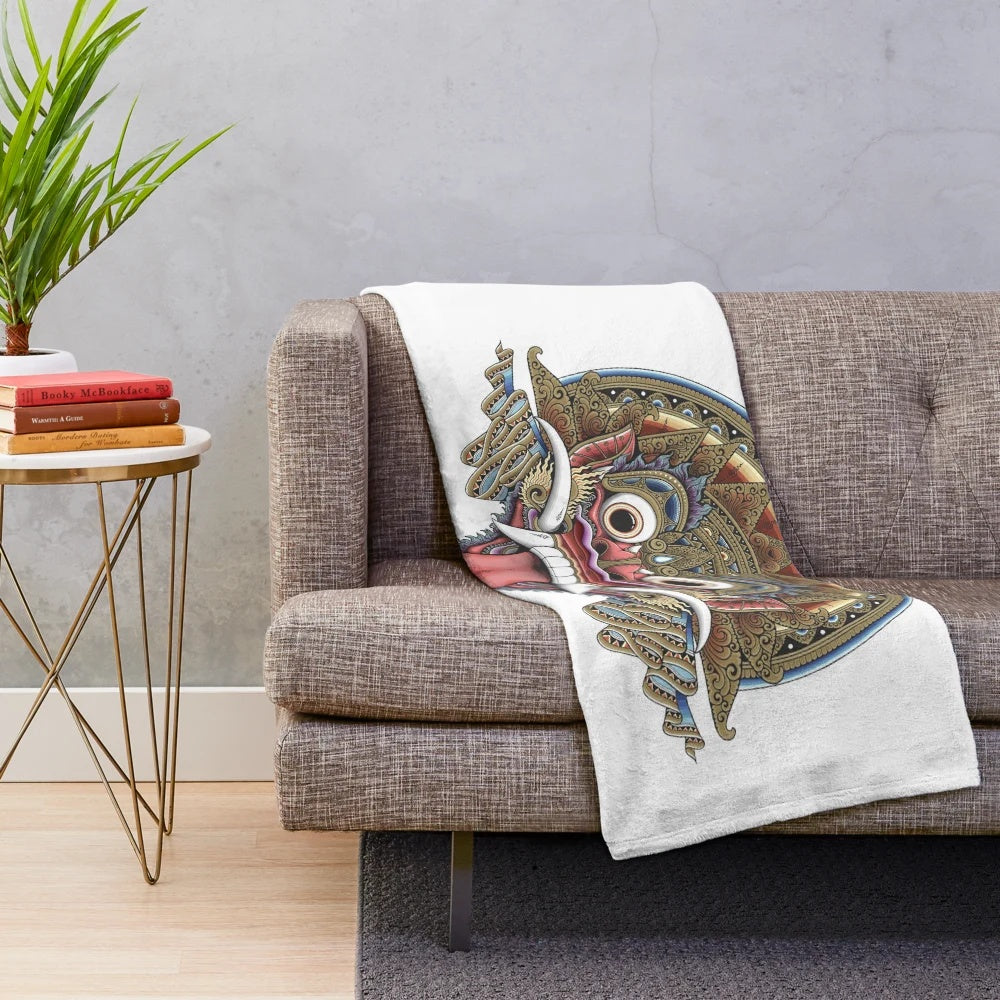 Soft, cozy plush blanket featuring the traditional Bali Boma design