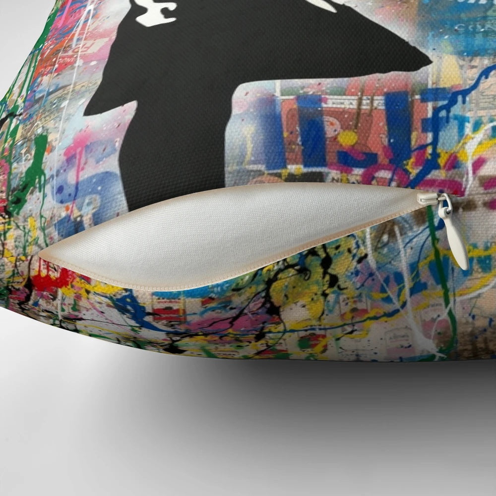 Balloon Girl Inspired Urban Art Throw Pillow
