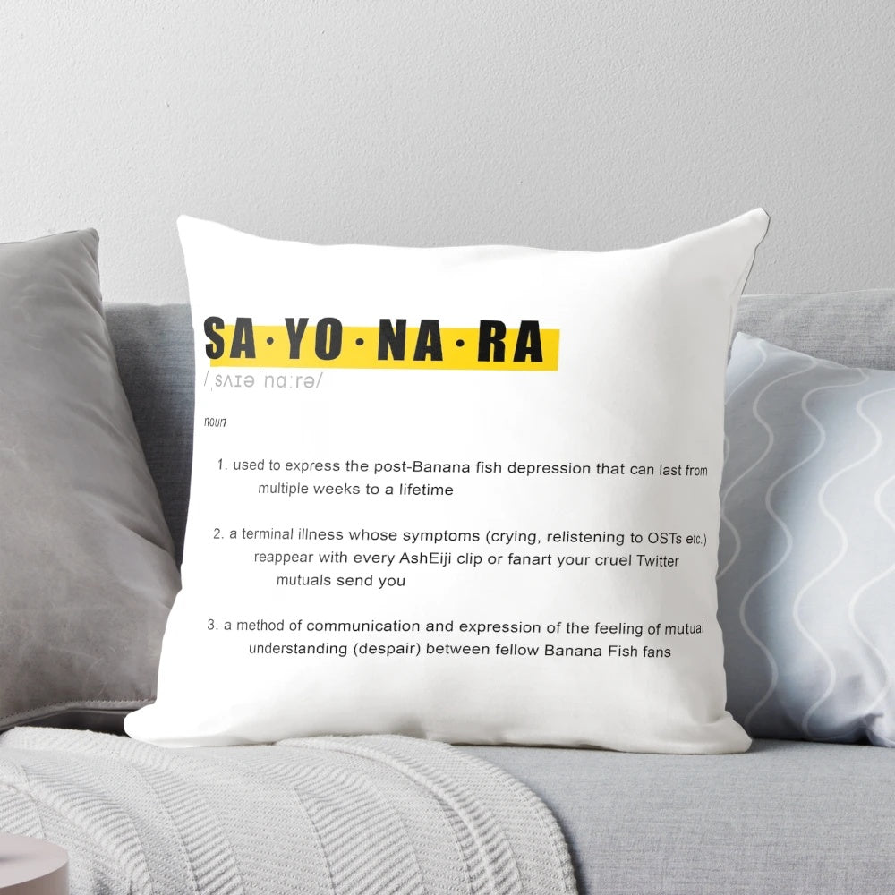 Banana Fish inspired throw pillow with definition design