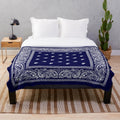 Blue plush bandana-patterned blanket for hip hop and urban style