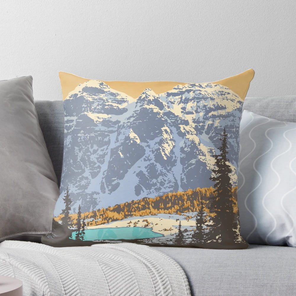 Vibrant vector art poster featuring the stunning alpine landscape of Banff National Park, Canada.