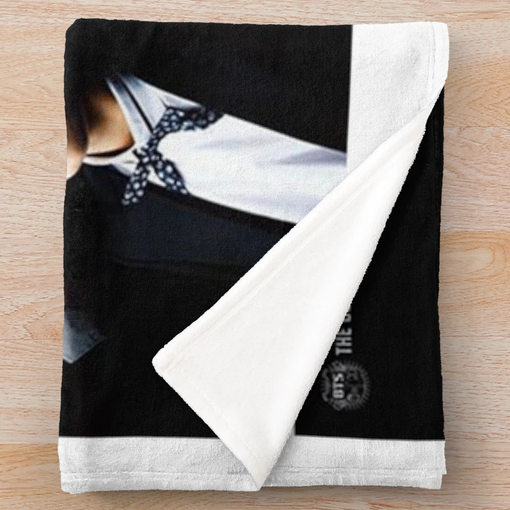 BTS group photo printed on a cozy plush blanket