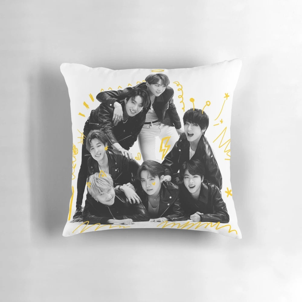 Bangtan Boys inspired 4-piece pillow set with group photo design