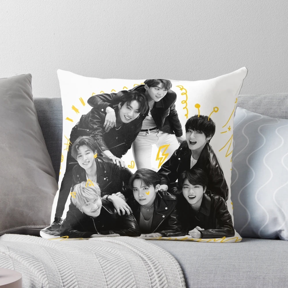 Bangtan Boys inspired 4-piece pillow set with group photo design