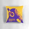 Banksy-inspired throw pillow featuring a quote about the importance of music in life.