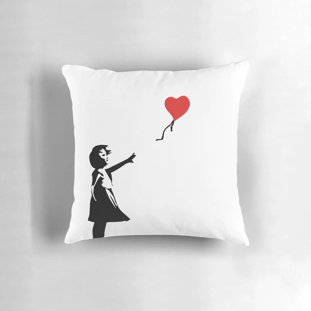 Banksy Balloon Girl Throw Pillow - Inspirational Wall Art for Home Decor