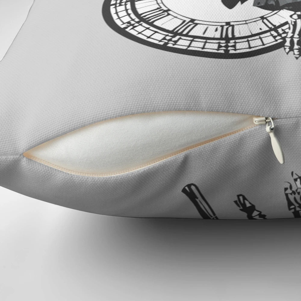 Banksy Grim Reaper Gothic Clock Decorative Pillow