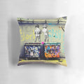 Colorful Banksy-inspired throw pillow with the message "Life Is Short, Chill The Duck Out