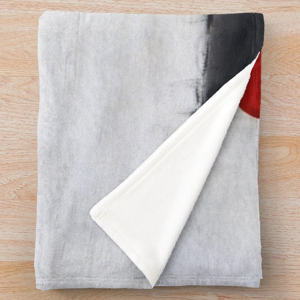 Banksy-inspired plush blanket featuring the iconic "Girl with Heart Balloon" graffiti art