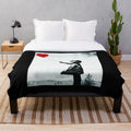 Banksy-inspired plush blanket featuring the iconic "Hope" design
