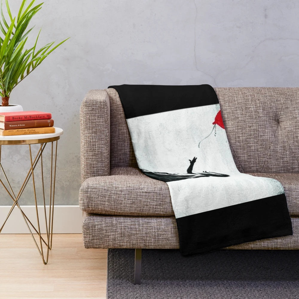 Banksy-inspired plush blanket featuring the iconic "Hope" design
