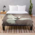 Banksy-inspired plush blanket featuring the Armored Dove of Peace street art design