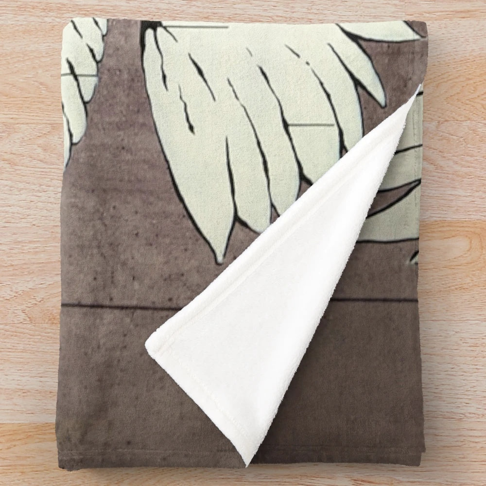 Banksy-inspired plush blanket featuring the Armored Dove of Peace street art design