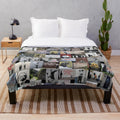 Banksy-inspired plush blanket featuring street art design