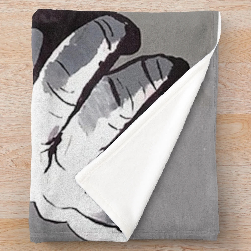 Plush blanket featuring a Banksy-style monkey DJ with headphones