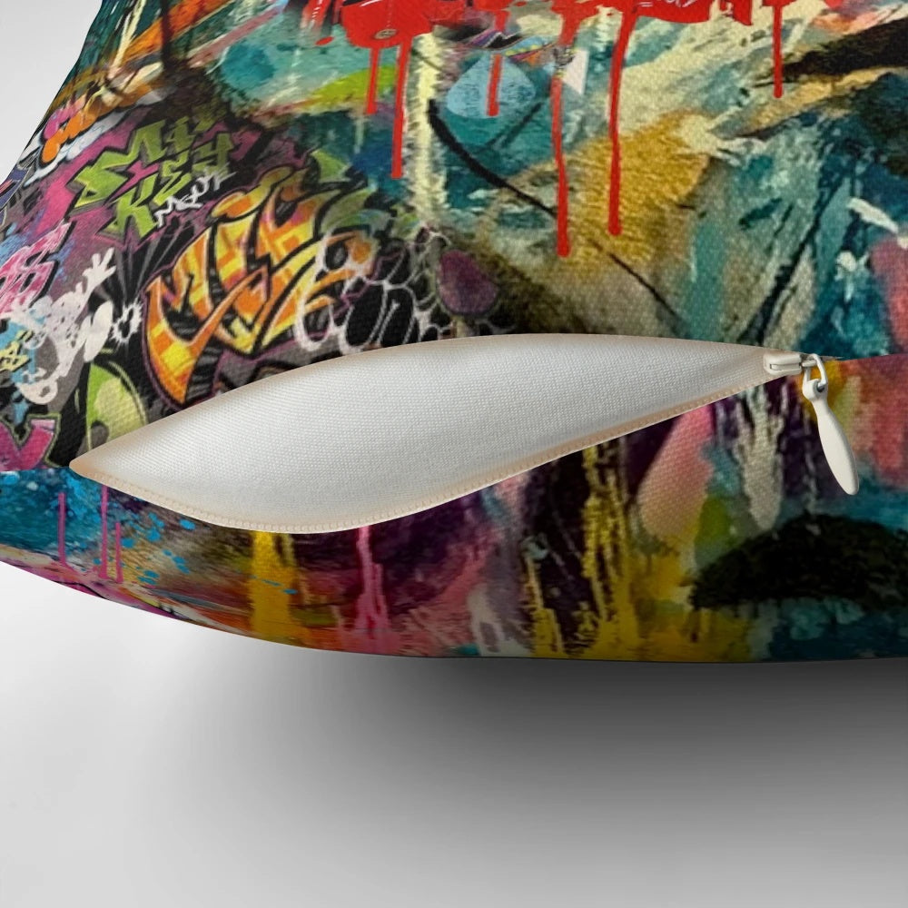 Banksy-inspired pop art printed pillow or cushion