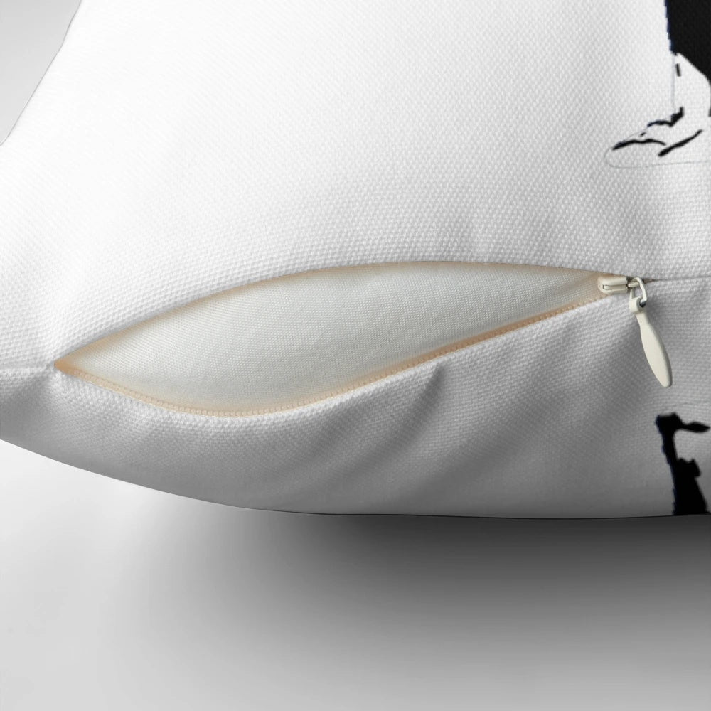 Banksy inspired decorative pillow featuring the iconic "Raining on the Inside" artwork