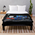 Banksy-style graffiti plush blanket featuring Thomas the Tank Engine cartoon character