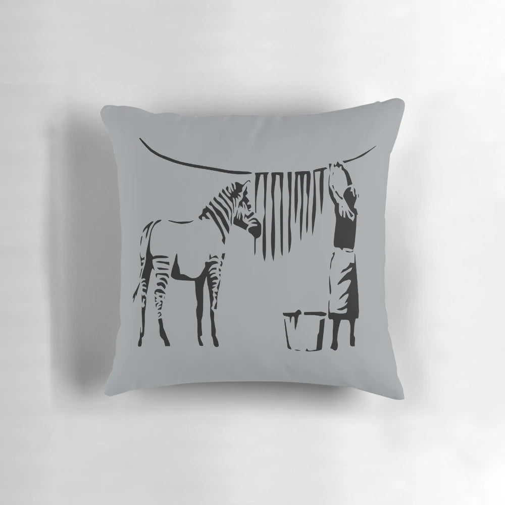 Banksy Zebra Pillow - Unique Street Art Inspired Home Decor
