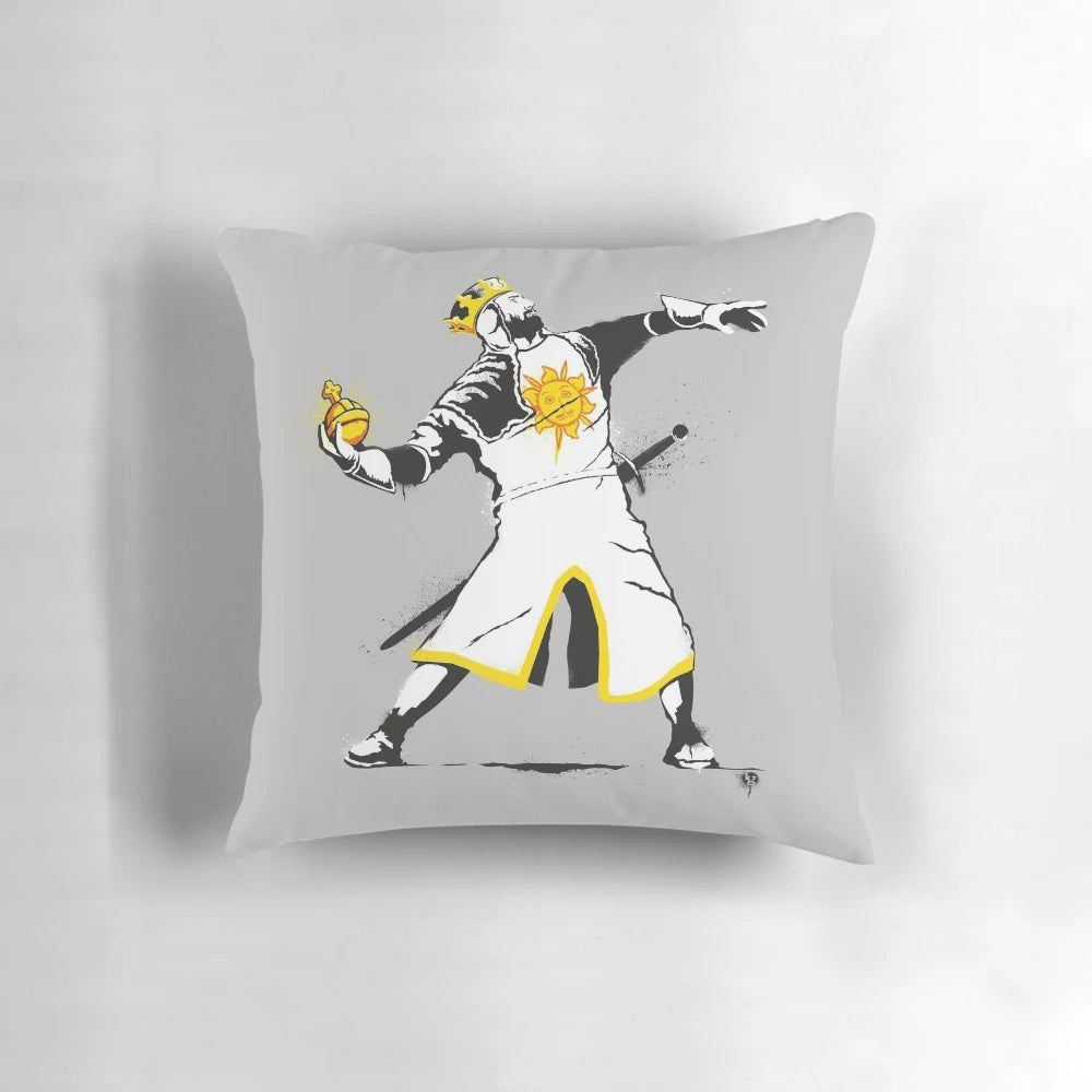 Banksy Python 1-2-5 Pillow featuring the Holy Grail and Knights of the Round Table