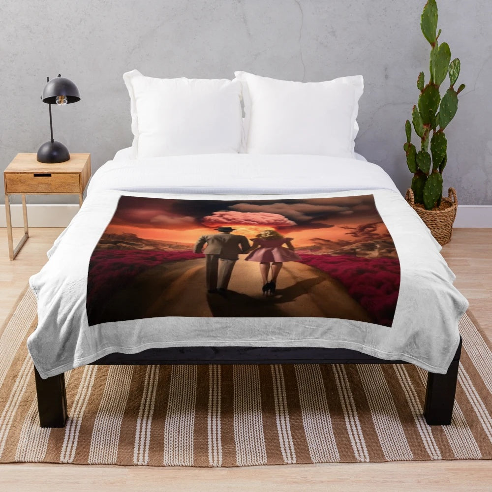 Barbenheimer Plush Blanket featuring Barbie and Oppenheimer characters