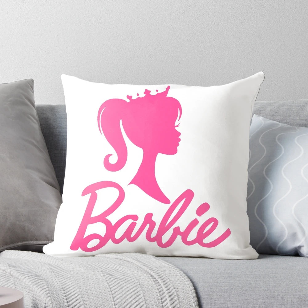 Barbi logo pink decorative pillow for home decor