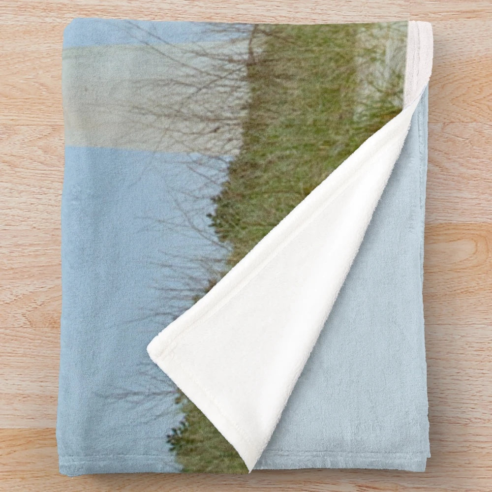 Barnegat Lighthouse plush blanket featuring the iconic lighthouse on Long Beach Island, New Jersey