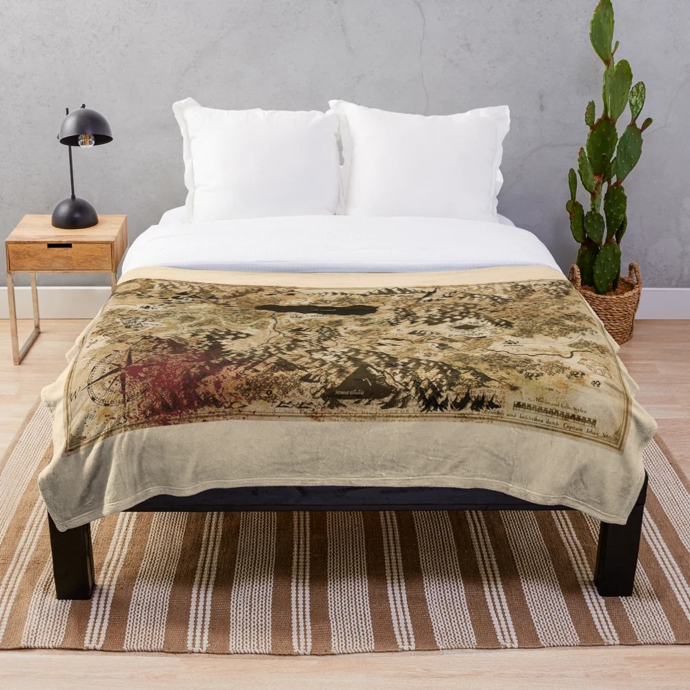 Barovia map plush blanket featuring detailed fantasy landscape imagery