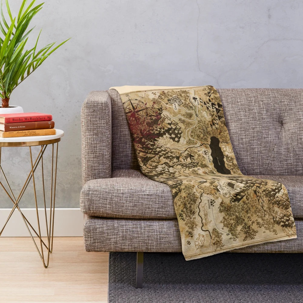 Barovia map plush blanket featuring detailed fantasy landscape imagery