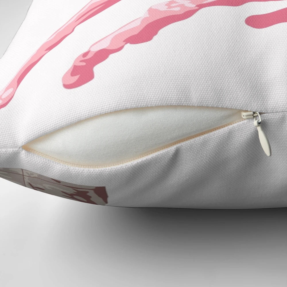 Barrel rider pillow in sand and blush pink colors, featuring a western, equestrian design