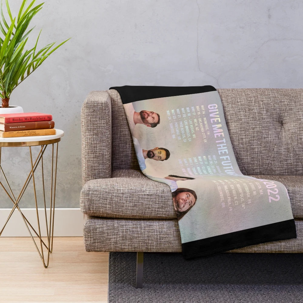 Bastille-inspired plush blanket with retro tour 2022 design