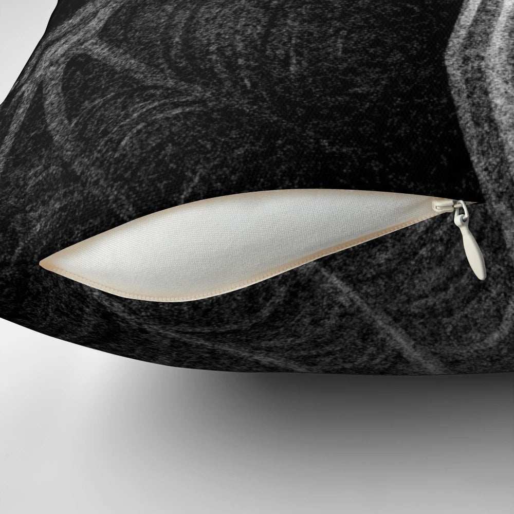 Bat-themed decorative pillow with Drawlloween design