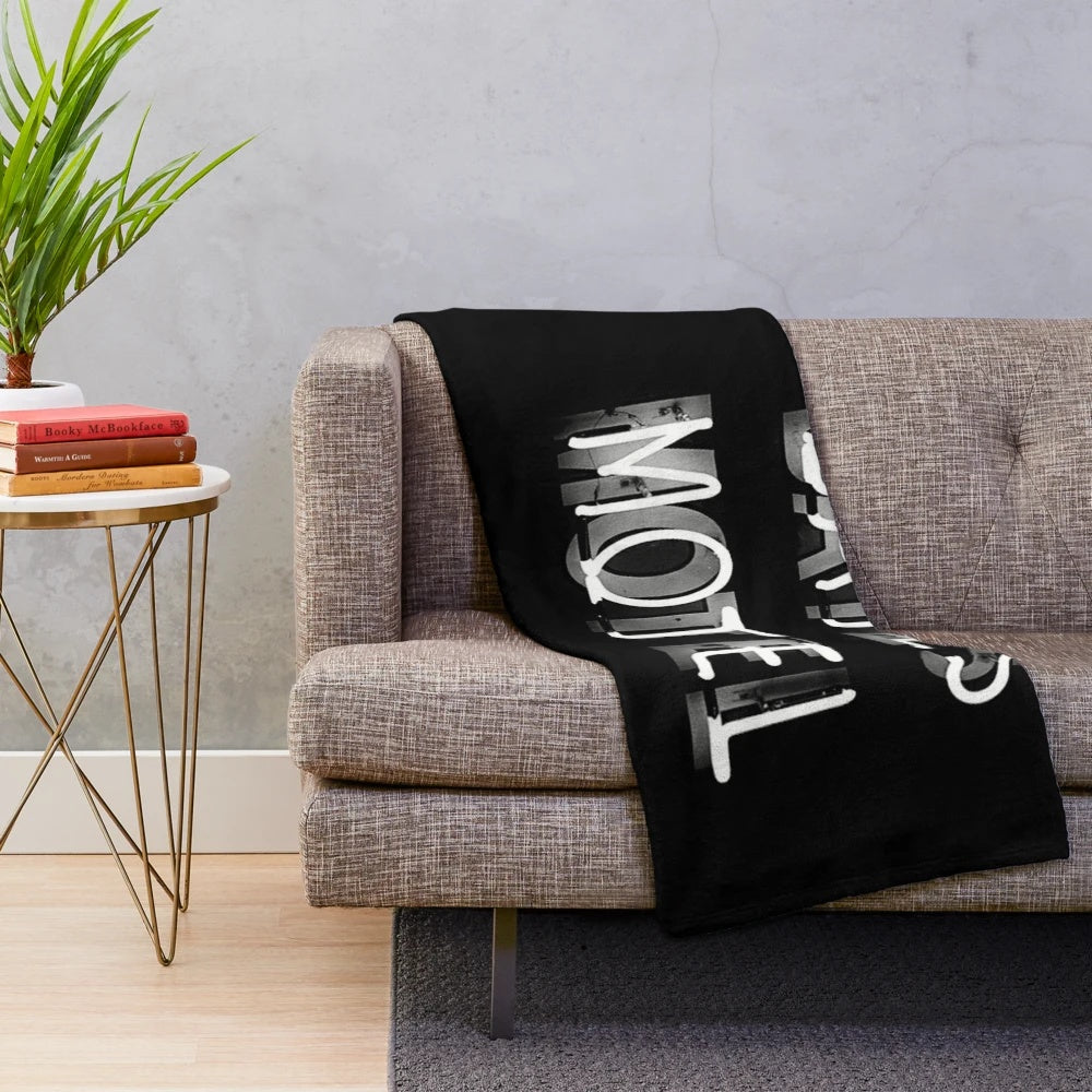 Bates Motel inspired plush blanket with vacancy design