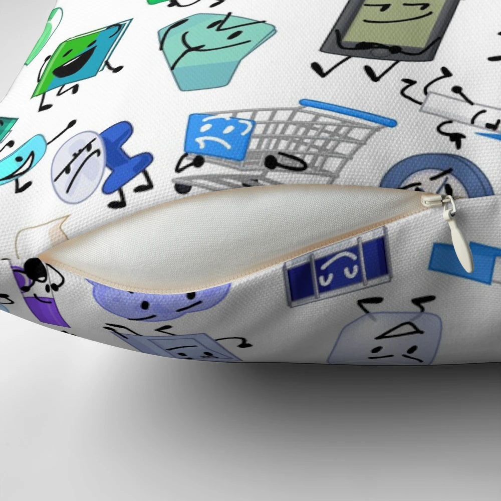 A colorful pillow featuring the full cast of characters from the Battle for Dream Island and The Power of Two series.