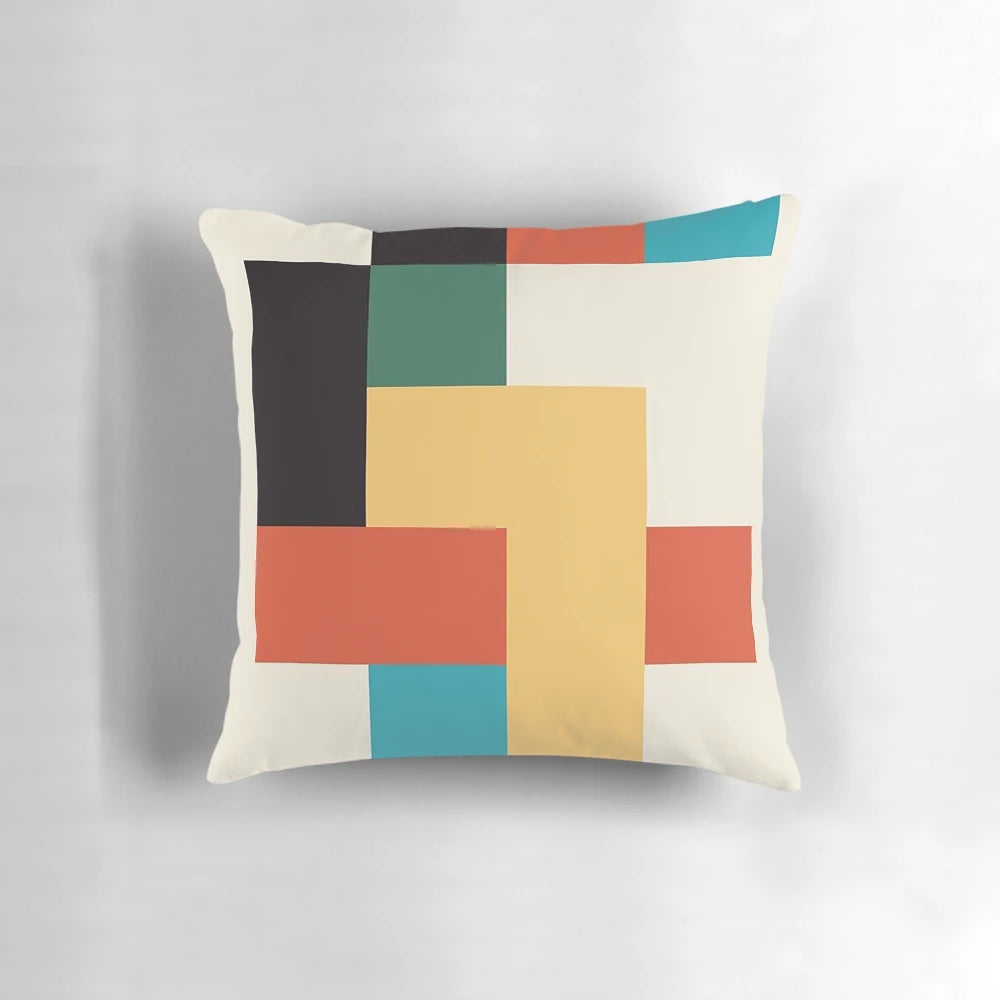 Bauhaus 1923 minimalist-style pillow with geometric pattern