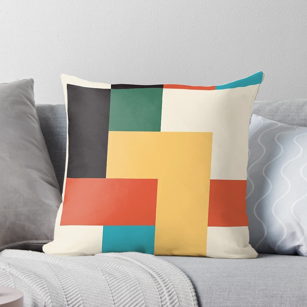 Bauhaus 1923 minimalist-style pillow with geometric pattern
