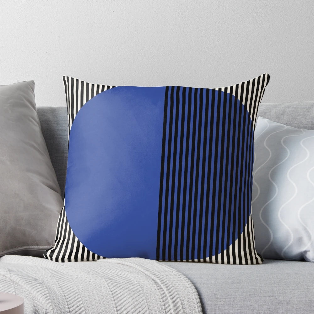 Bauhaus-inspired minimalist wall art featuring a blue circle, perfect for Bauhaus-themed home decor.