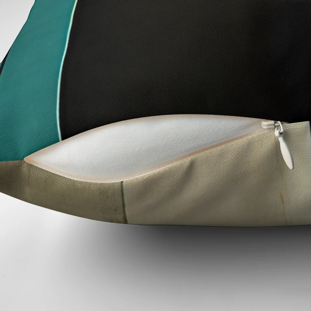 Bauhaus inspired architecture pillow with geometric patterns and minimalist design