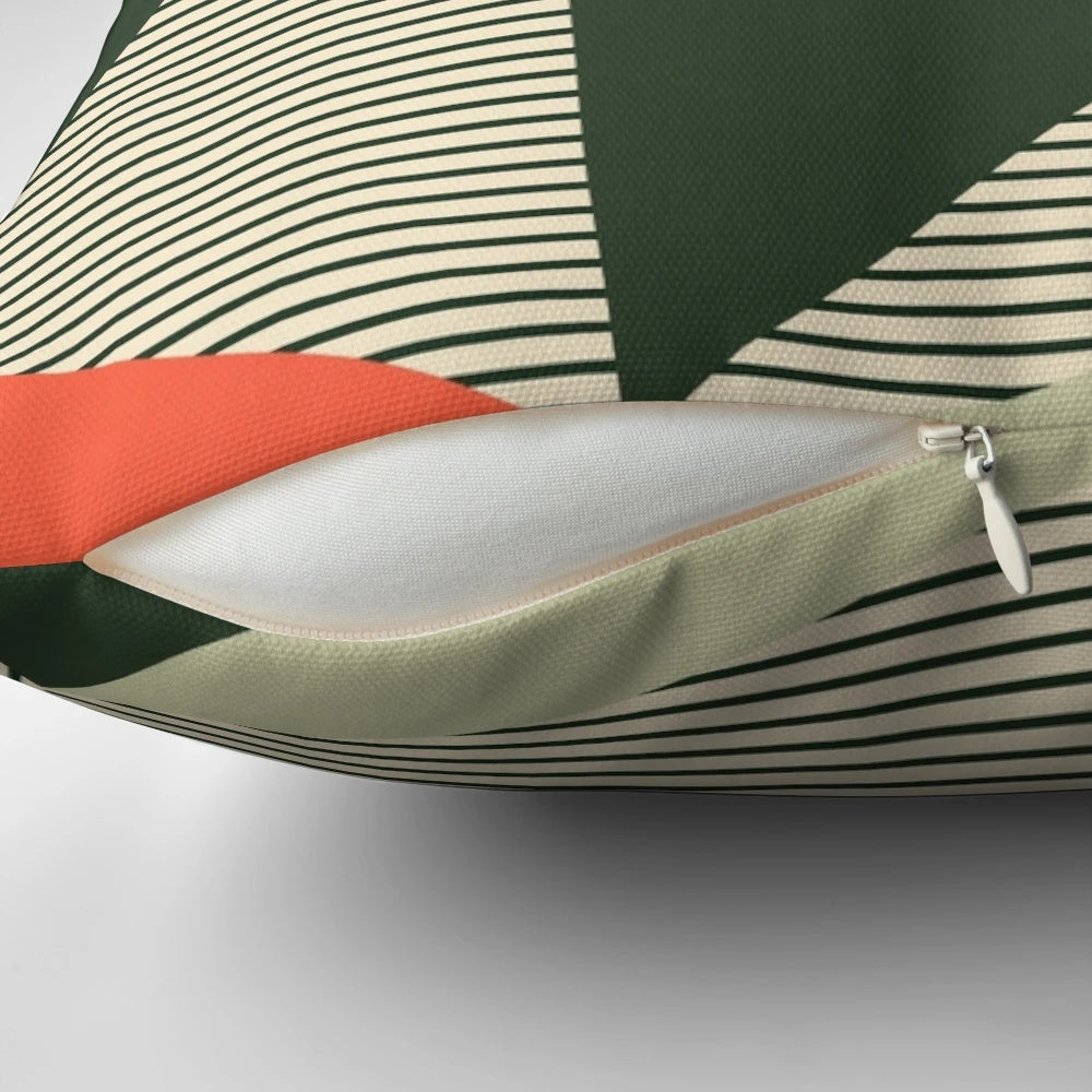 Bauhaus-inspired geometric pattern throw pillow with colorful, minimalist design