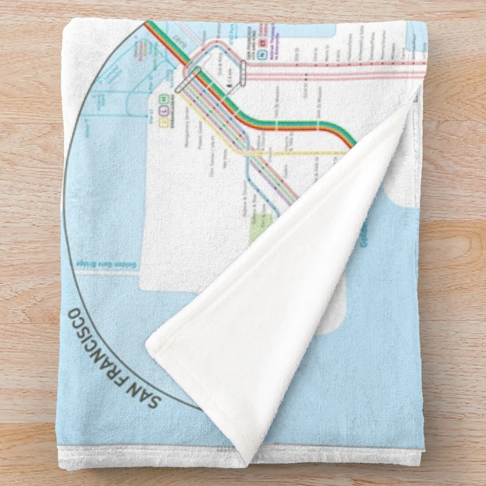 Bay Area Transit Map Themed Plush Blanket