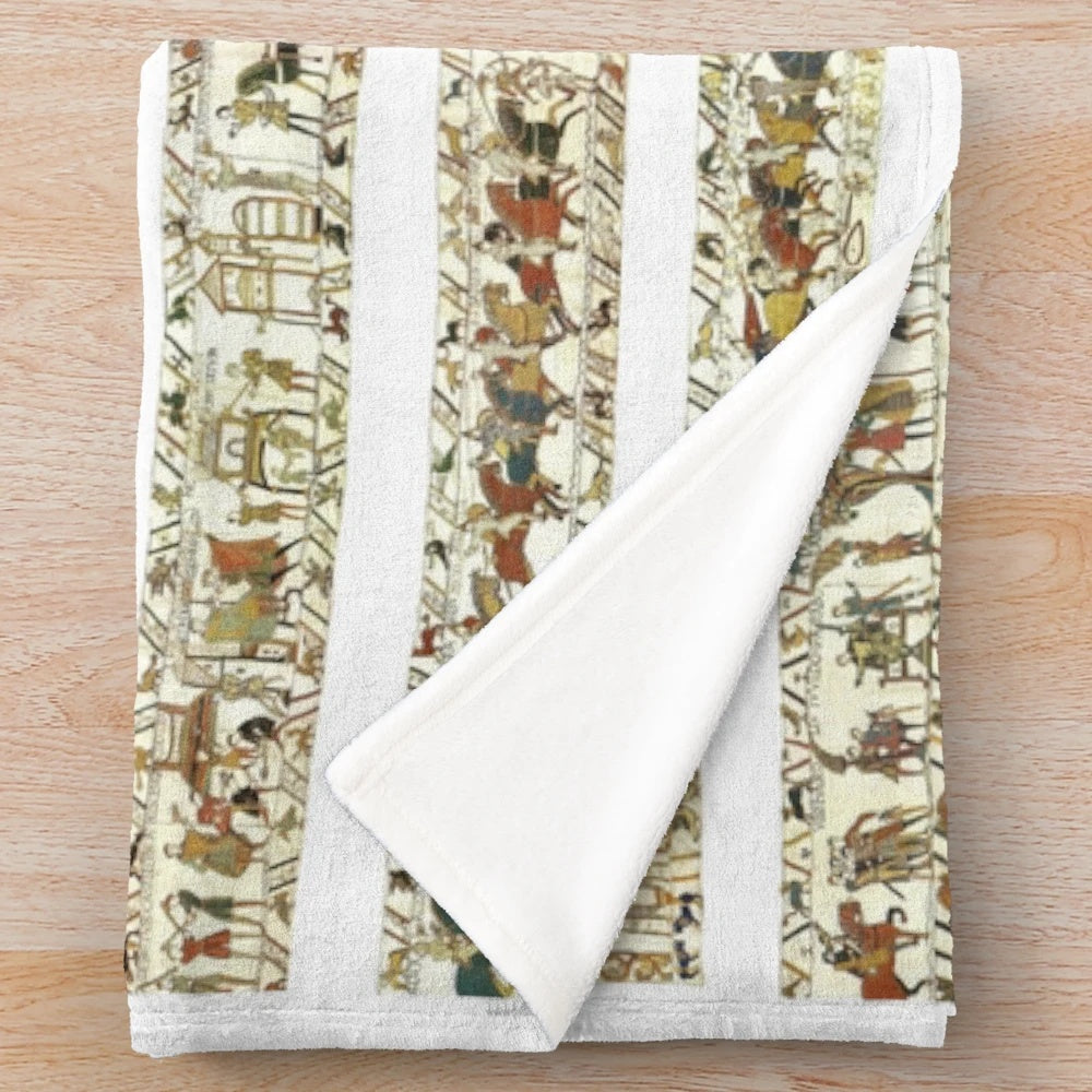 Bayeux Tapestry Plush Blanket Featuring Medieval History