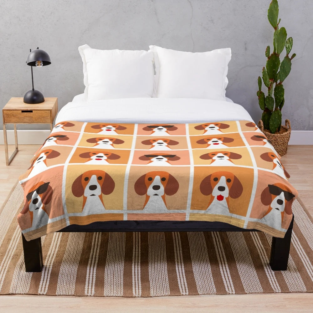 Soft and cuddly beagle-patterned plush blanket for dog lovers
